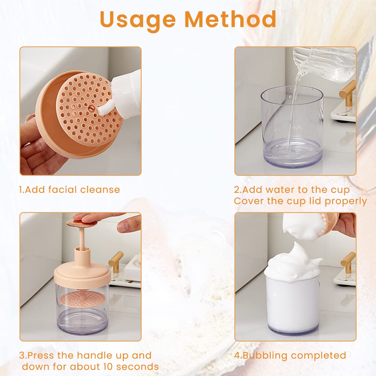 MAYCREATE Face Wash Foam Maker Bottle Rich Cream Face Cleanser Foamer with Press Handle, Household Foaming Bottle Foam Maker for Face Wash, Facial Cleaning Skincare Tool MAYCREATE Face Wash Foam Maker Bottle Rich Cream Face Cleanser Foamer with Press Handle, Household Foaming Bottle Foam Maker for Face Wash, Facial Cleaning Skincare Tool